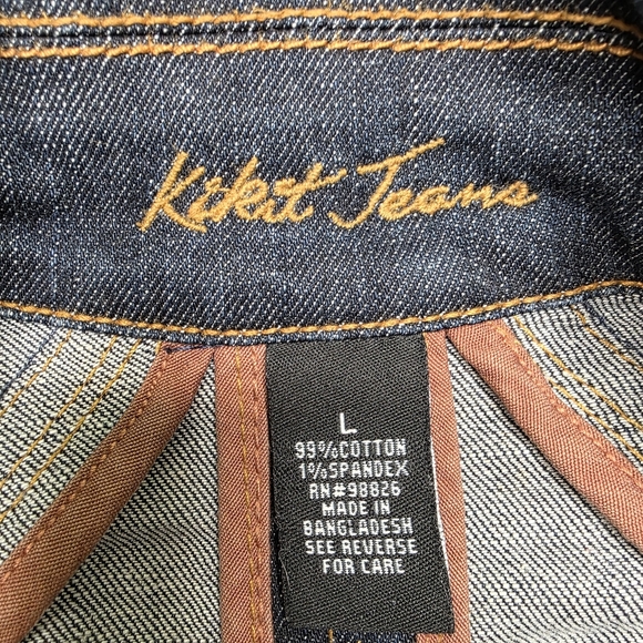 Kikit Jeans ⏰ Stylish Denim Trench Coat Sz L - Picture 10 of 11